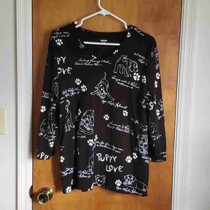 ALIA PUPPY LOVE scoop neck tee shirt